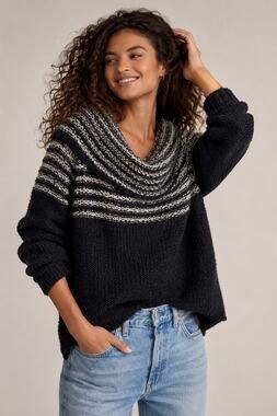 Free People Engineer Stripe Cowl Neck Sweater